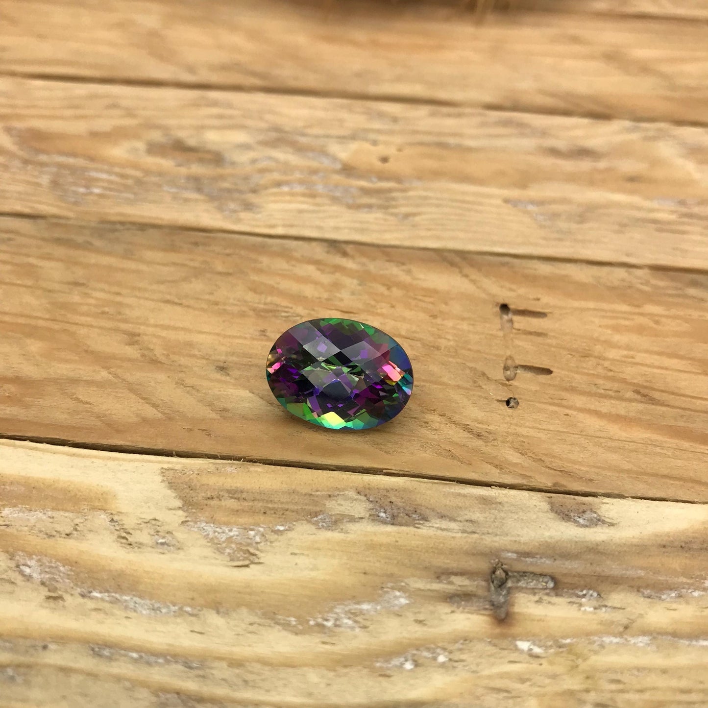 16x12mm Mystic Topaz, Loose Gems Unmounted Faceted Oval 12.59 carat Natural Coated Topaz, Recycled Gem,