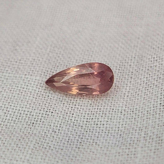 0.57 carat Natural Orangey Pink Sapphire 7.5x3.4mm, Pear Cut, Heated With Residues, Faceted Loose Gemstone, Earth Mined
