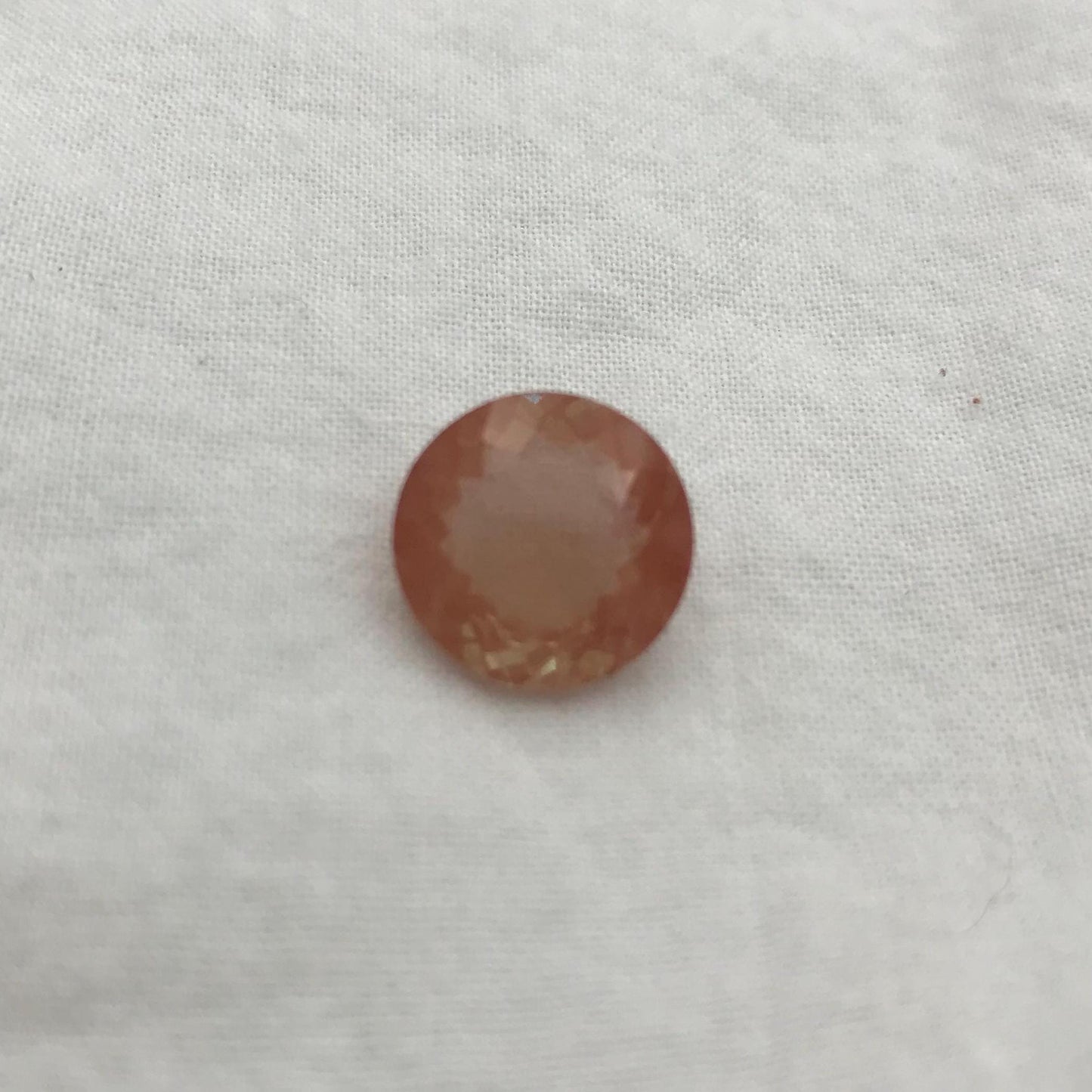 12mm Light Greenish Orange Andesine 4.90 Carat, Round Cut, Faceted Loose Color Treated Labradorite