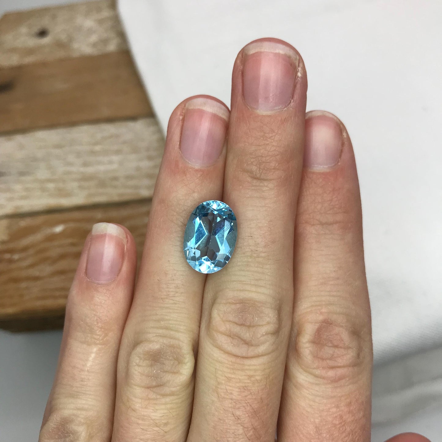 14x10mm Light Blue Topaz, 6.88 Ct Oval cut Faceted Discount Gemstone, Reclaimed/Recycled Imperfect Gem,