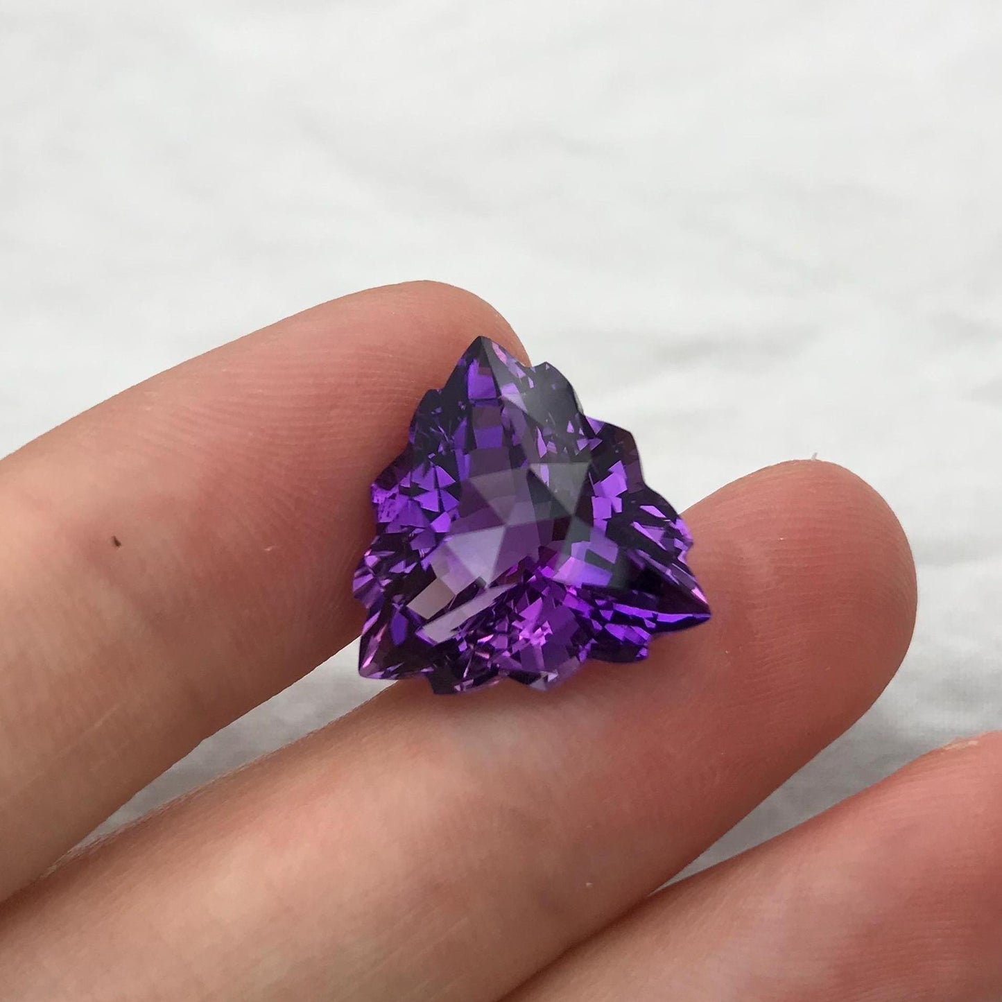 16.4mm Purple Amethyst, Fancy Trillion Cut 12 carat Loose Gemstone Faceted February Birthstone, USA Seller