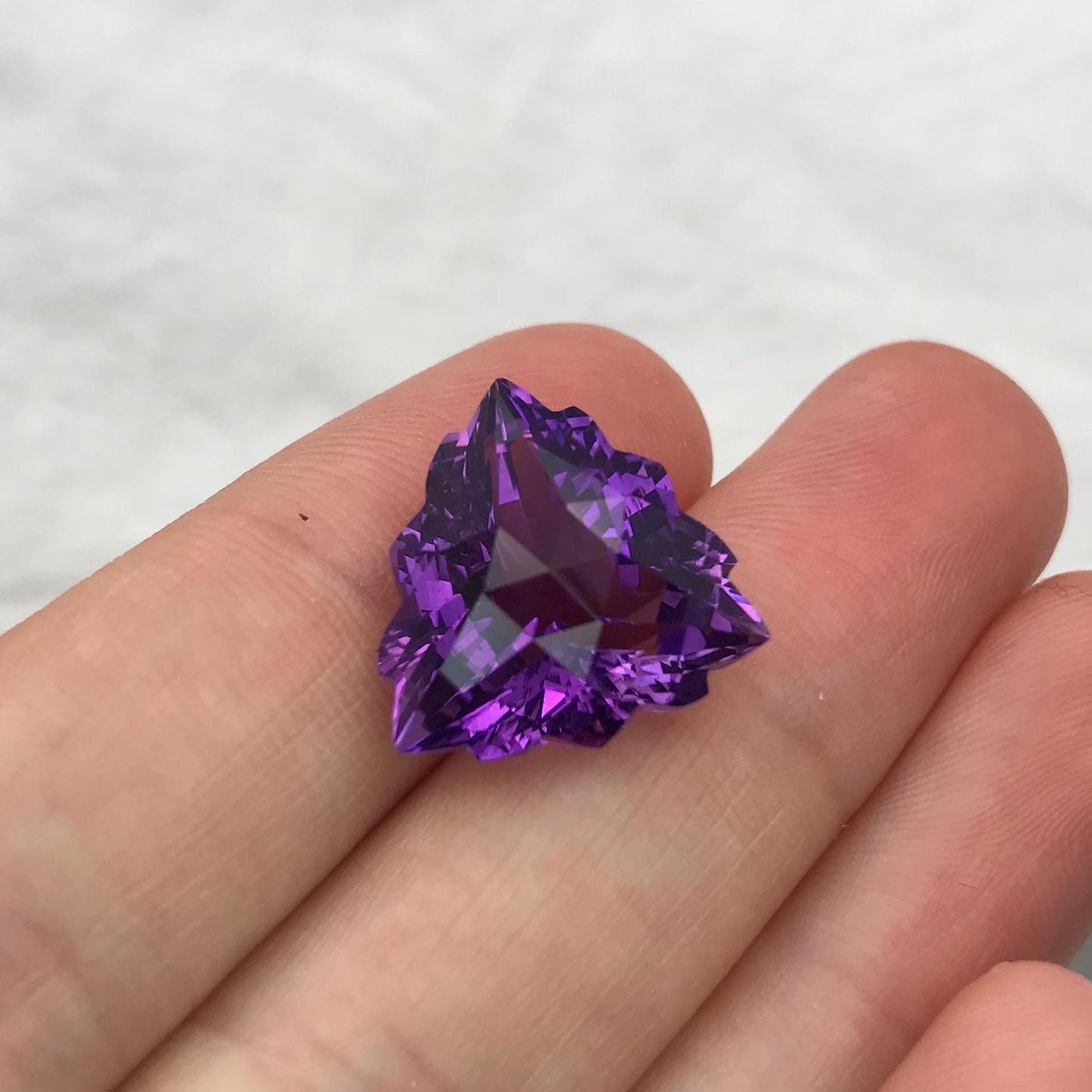 16.4mm Purple Amethyst, Fancy Trillion Cut 12 carat Loose Gemstone Faceted February Birthstone, USA Seller