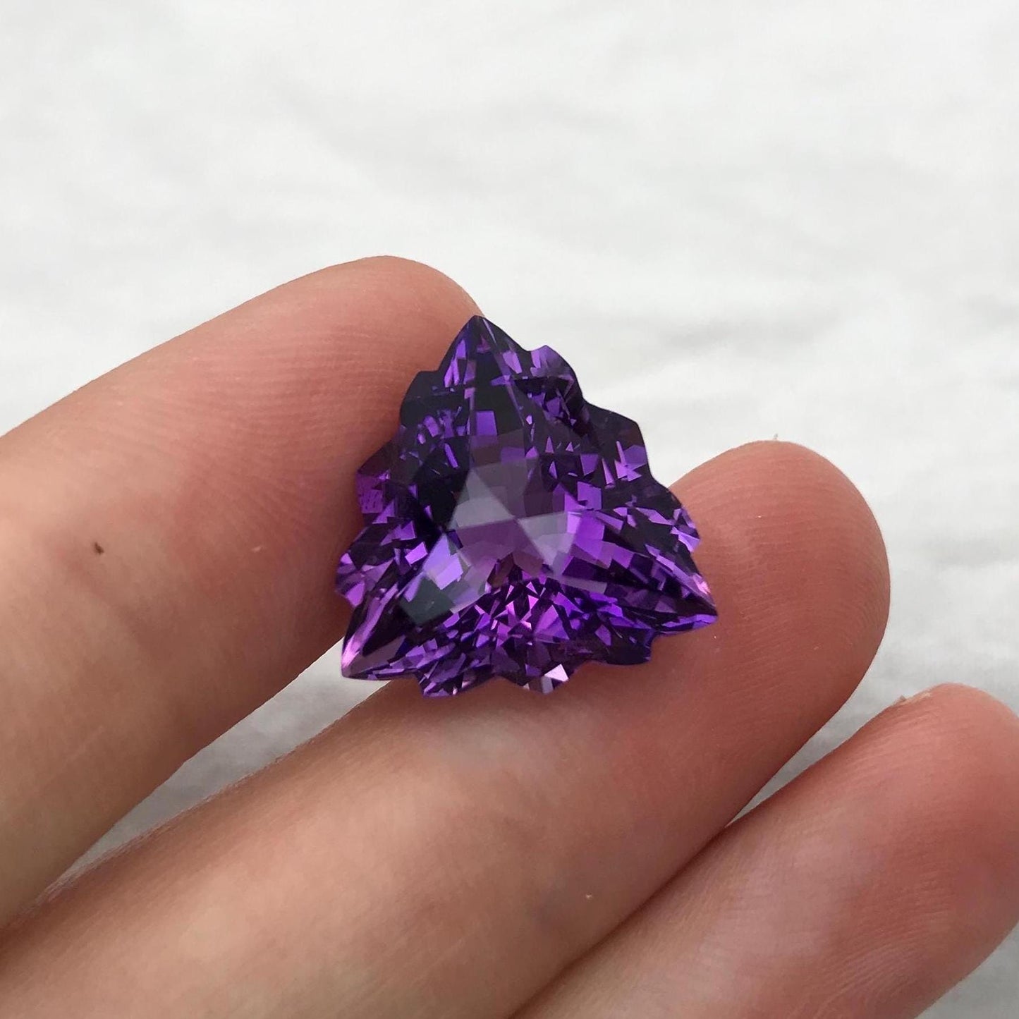 16.4mm Purple Amethyst, Fancy Trillion Cut 12 carat Loose Gemstone Faceted February Birthstone, USA Seller