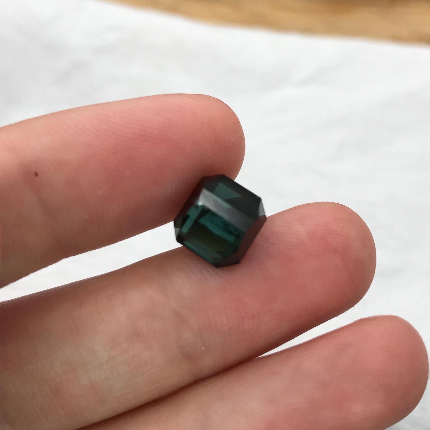 Natural Dark Green Tourmaline 4.54 carat, 9.2x8.7mm Octagon Cut, Faceted Loose Gemstone