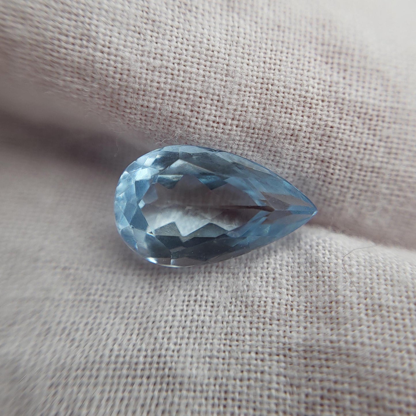 12x7mm Natural Aquamarine, 2.37 Carat, Light Blue Pear Cut Loose Faceted Gemstone