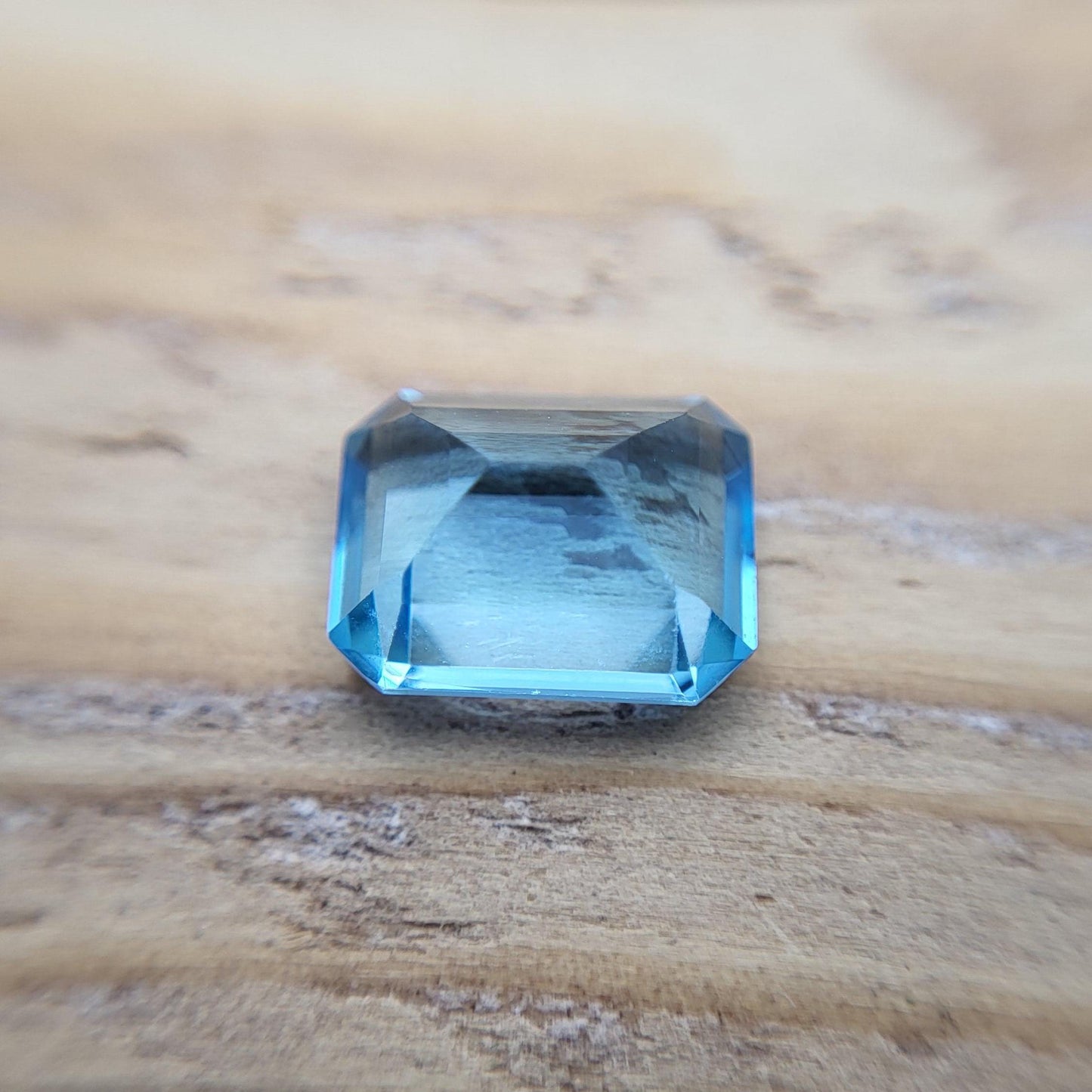10x8mm Blue Topaz, 3.87 ct Emerald Cut Faceted Gemstone