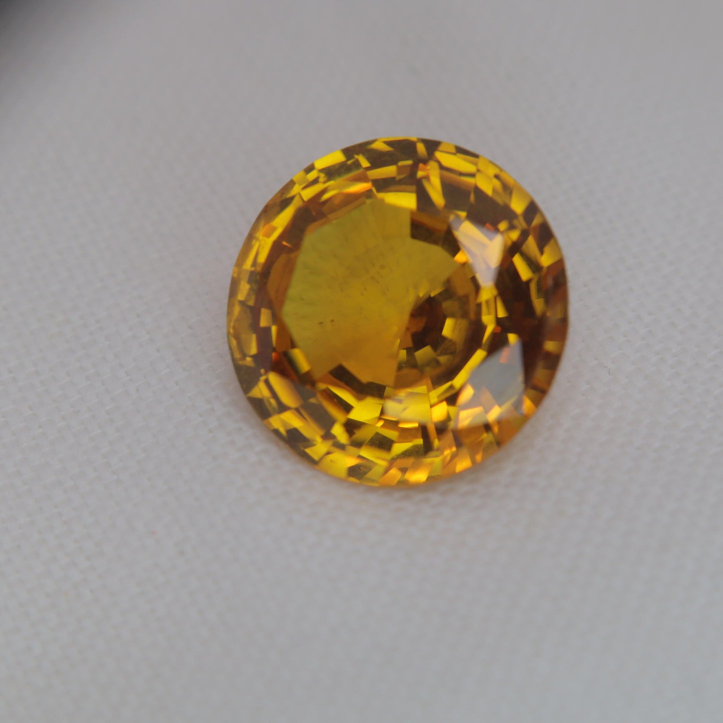 16.35mm Round Orange Yellow Synthetic Sapphire 17.86 carat, Faceted Loose Man Made Gemstone