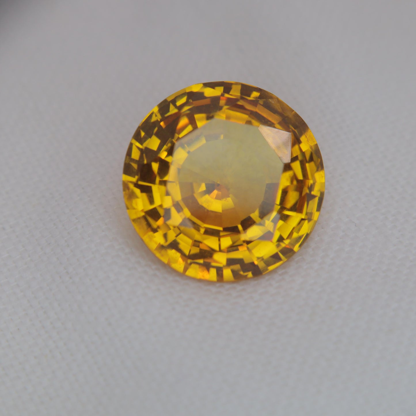 16.35mm Round Orange Yellow Synthetic Sapphire 17.86 carat, Faceted Loose Man Made Gemstone