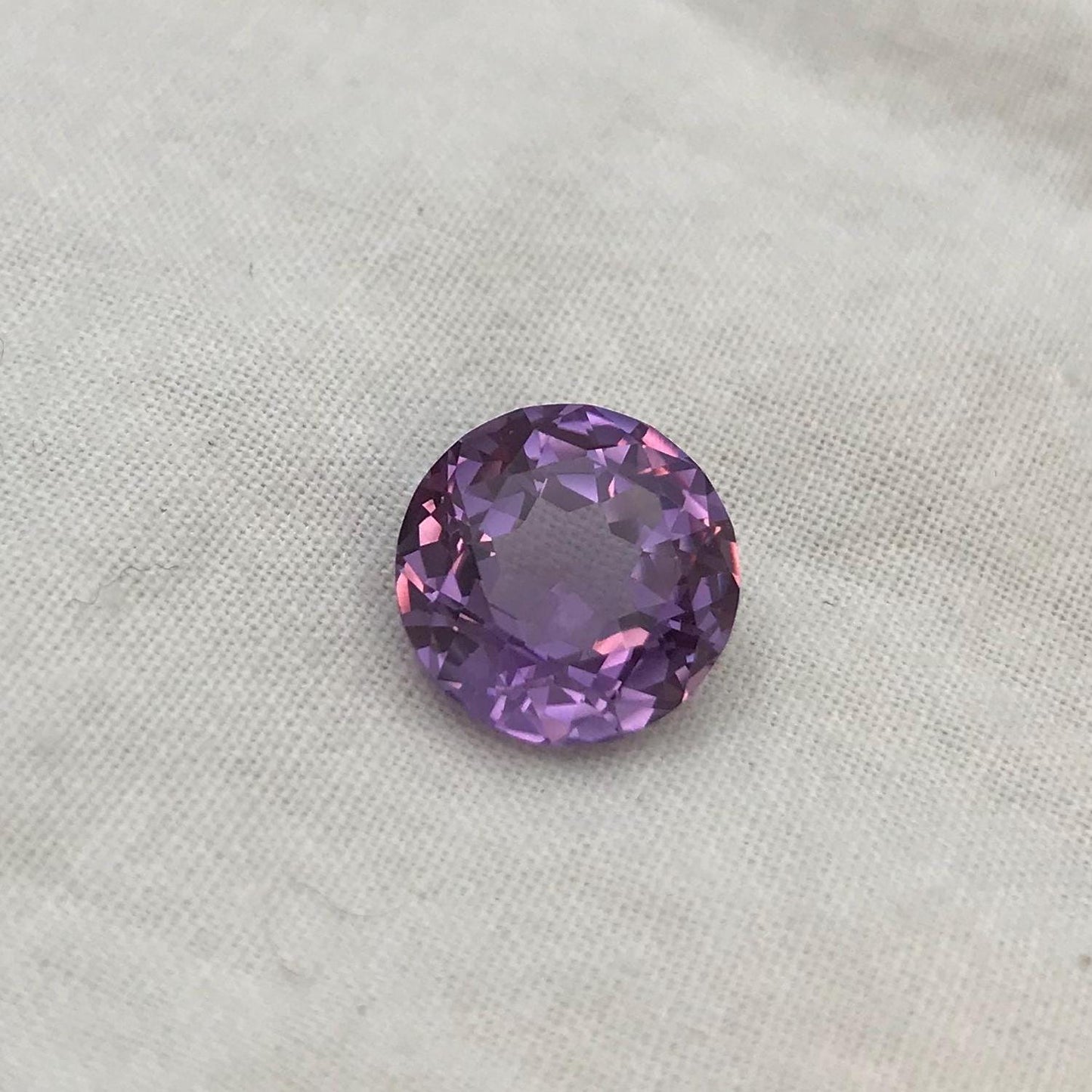 11mm Purple Color Change Lab Sapphire Round Cut 5.88 Carats, Faceted Loose Gem