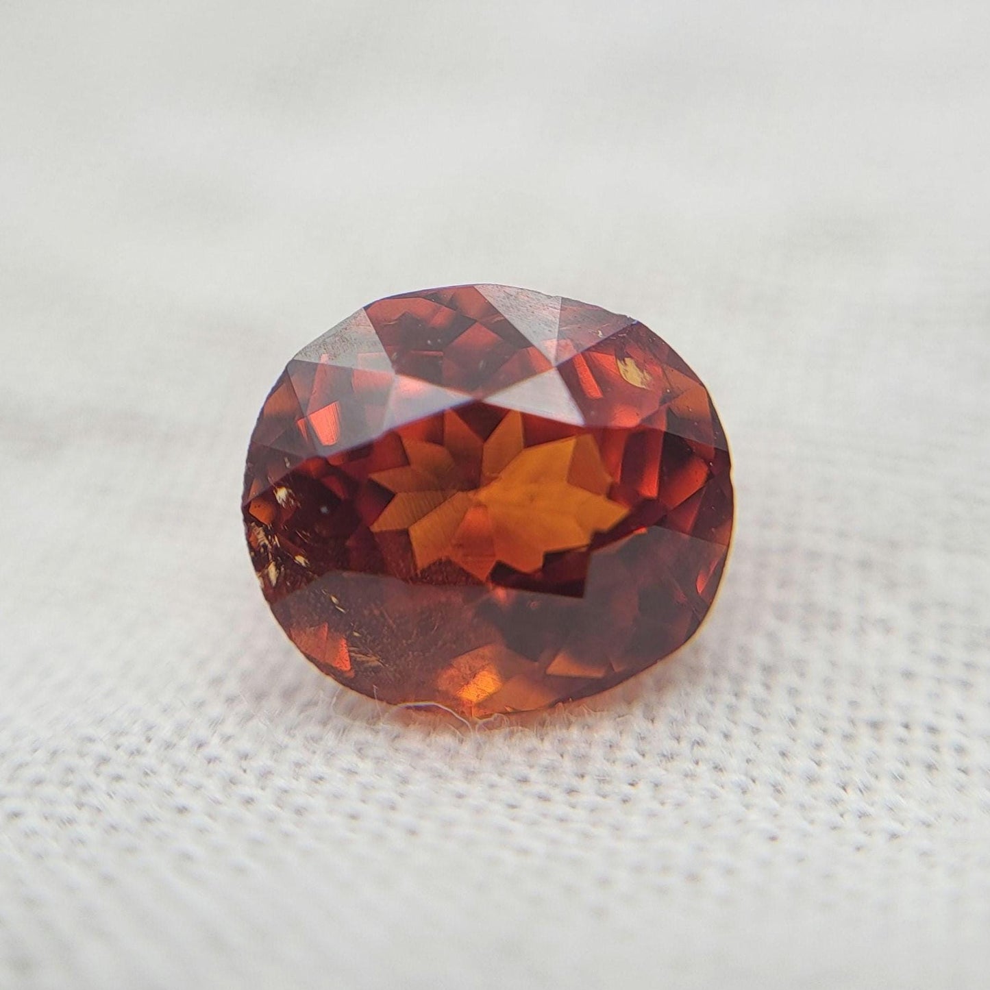 1.53 ct Natural Reddish Orange Spessartite Garnet 7x6mm Oval Faceted Gemstone Loose Gem Red-Orange Garnet