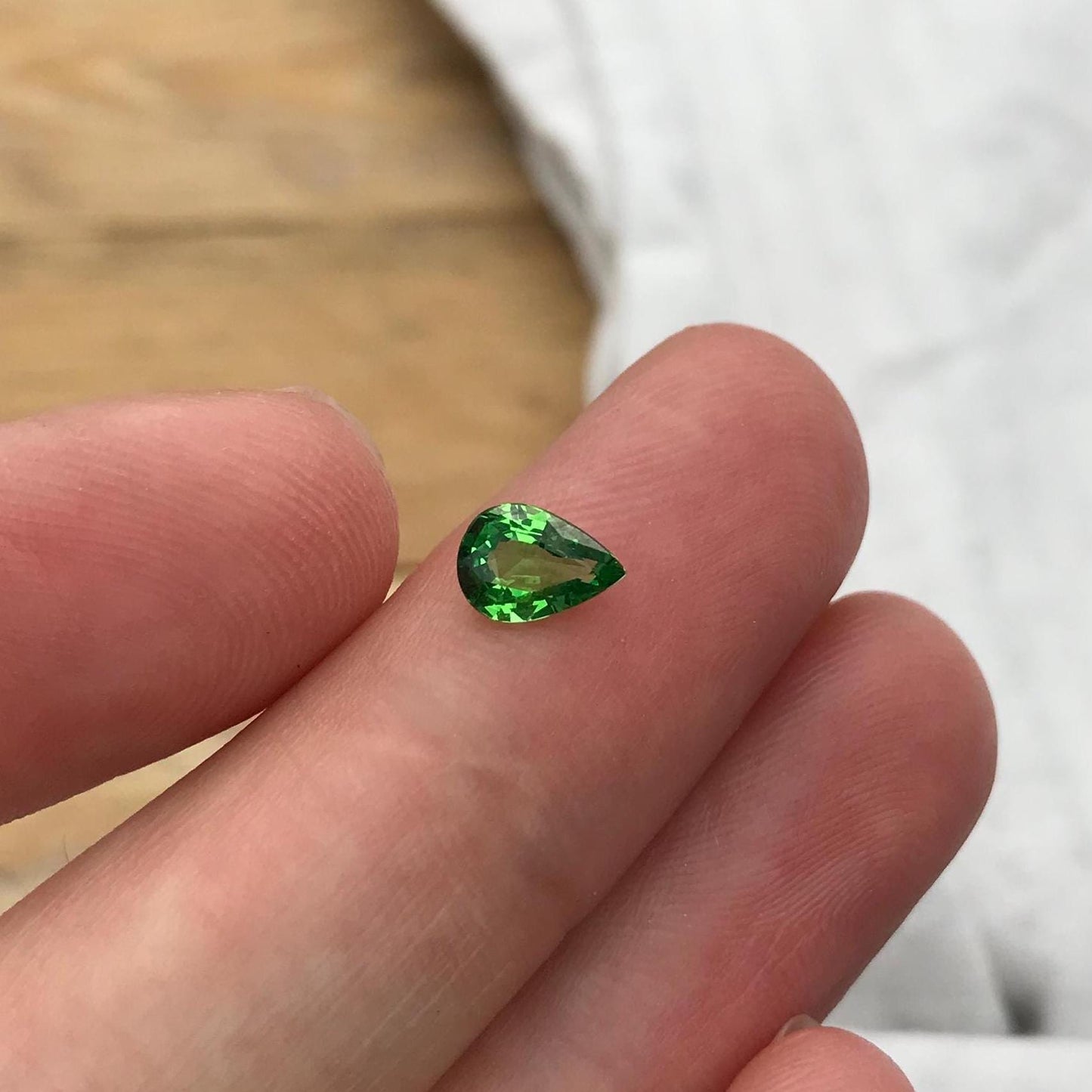 0.56 ct Natural Green Tsavorite Garnet 6.5x4.6mm Faceted Pear cut Gemstone, Green Garnet