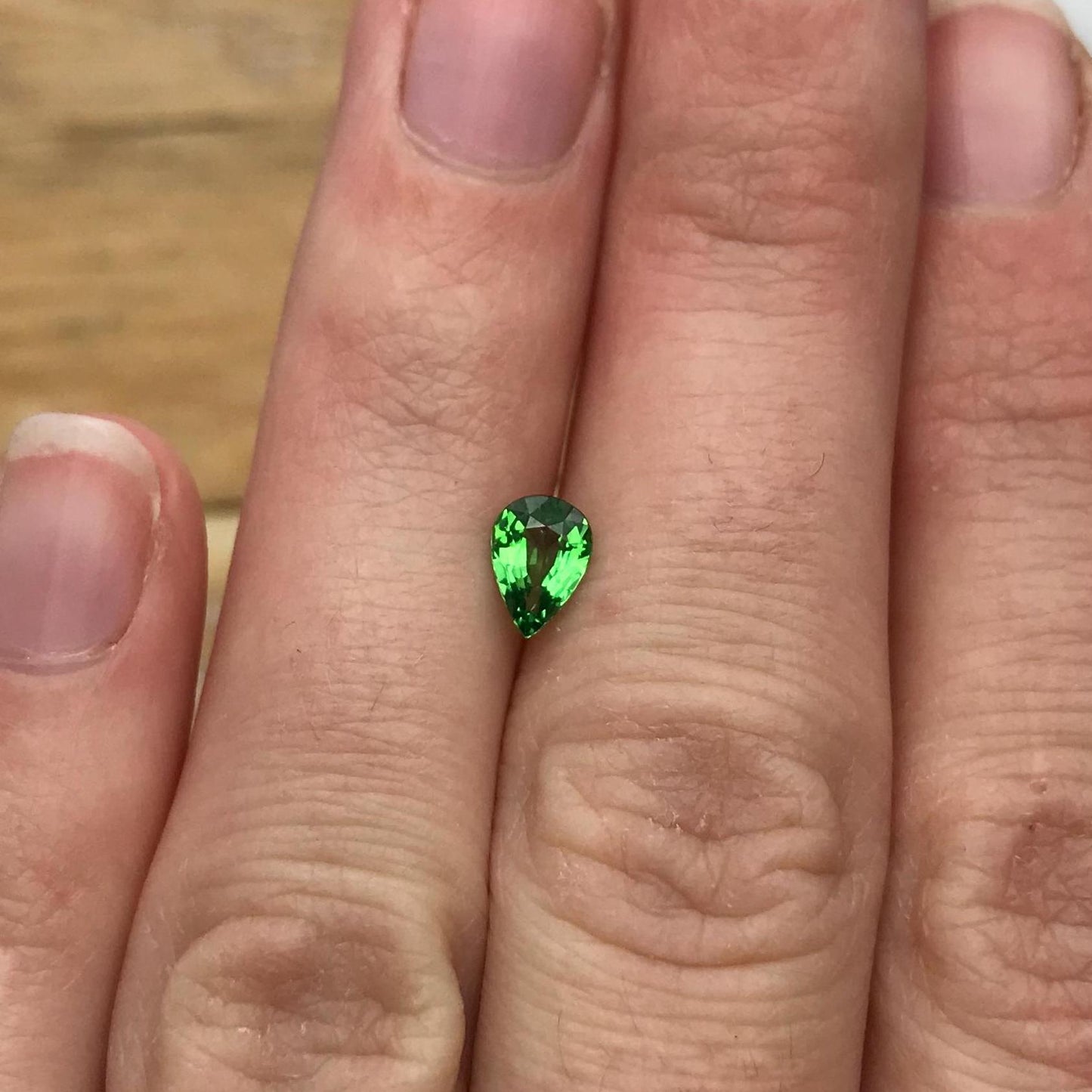 0.56 ct Natural Green Tsavorite Garnet 6.5x4.6mm Faceted Pear cut Gemstone, Green Garnet
