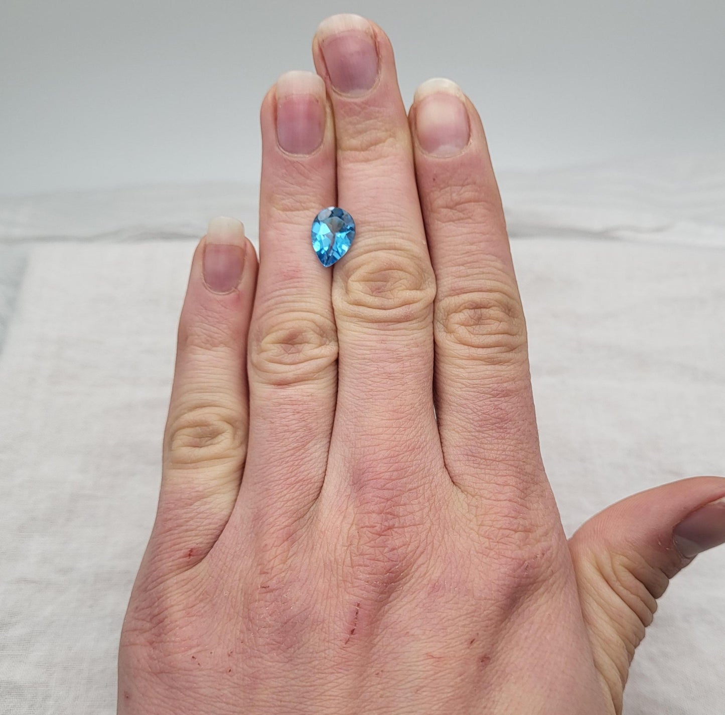 10.8x7.8mm Blue Topaz Pear Cut, 2.79 carat Loose Faceted Gem, Natural Topaz