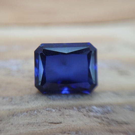10x8mm Blue Lab Sapphire, 4.42 ct Brilliant Emerald Cut Rectangle Corundum, Faceted