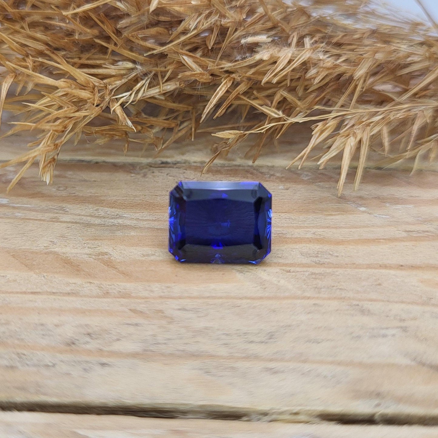 10x8mm Blue Lab Sapphire, 4.42 ct Brilliant Emerald Cut Rectangle Corundum, Faceted