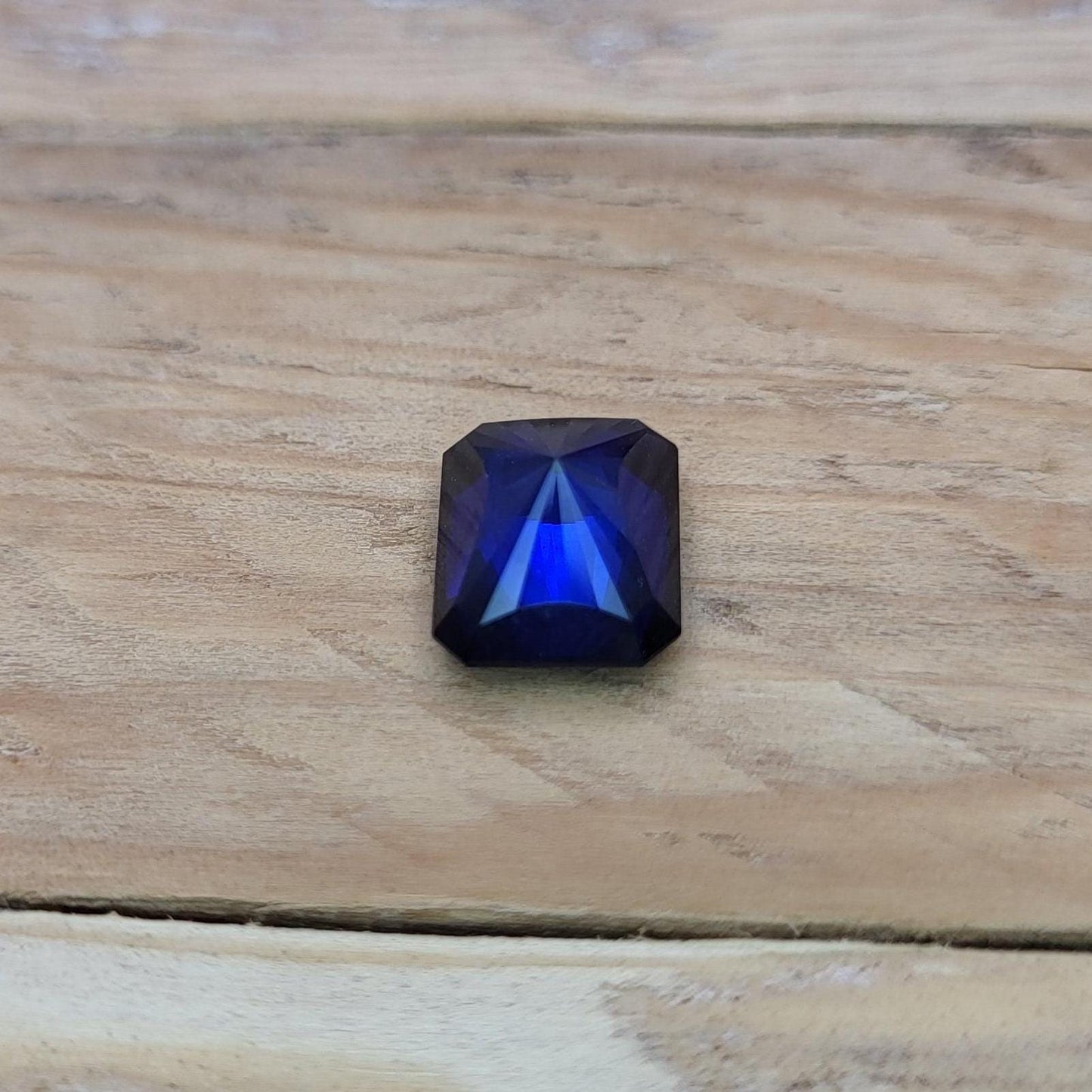 10x8mm Blue Lab Sapphire, 4.42 ct Brilliant Emerald Cut Rectangle Corundum, Faceted