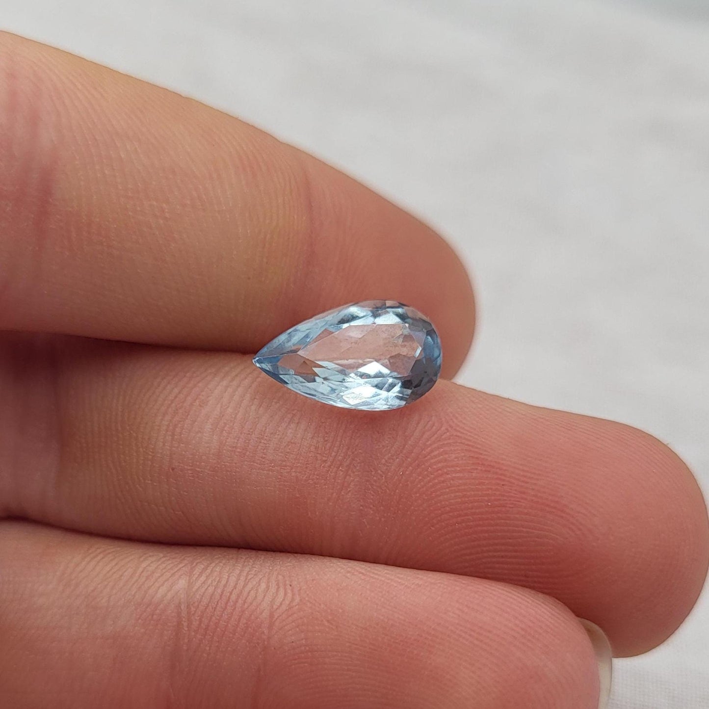 12x7mm Natural Aquamarine, 2.37 Carat, Light Blue Pear Cut Loose Faceted Gemstone