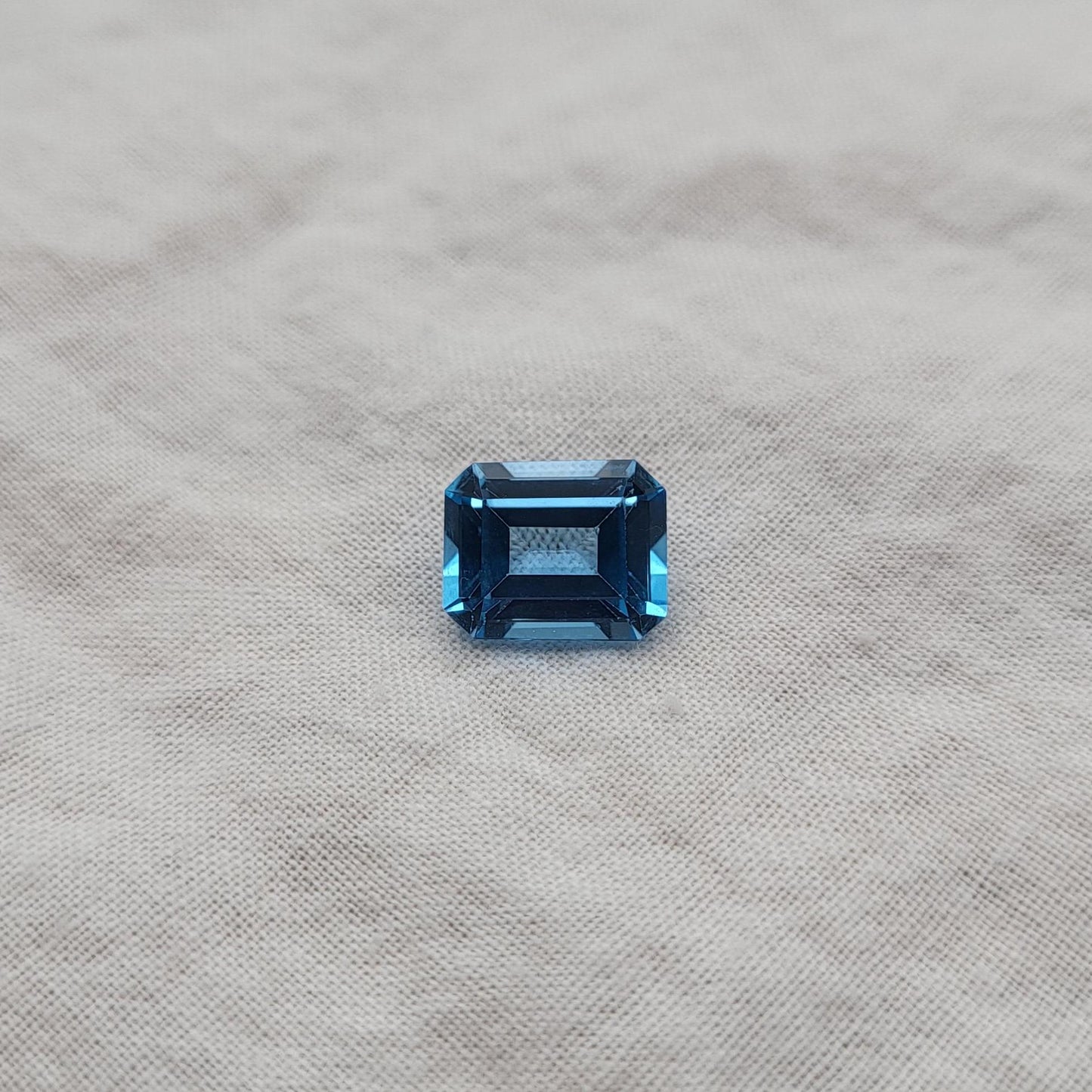 10x8mm Blue Topaz, 3.87 ct Emerald Cut Faceted Gemstone