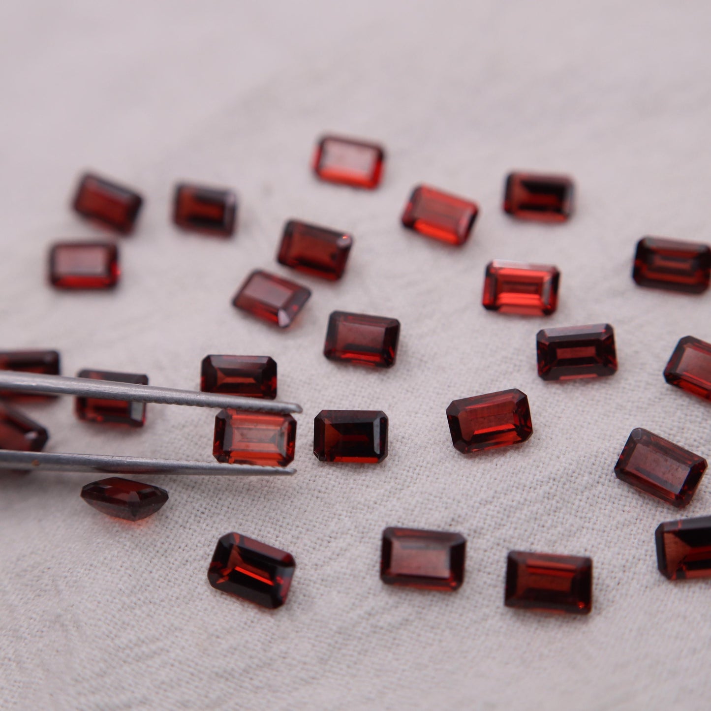 One 6x4mm Red Garnet Emerald Cut, Faceted Loose Gemstone
