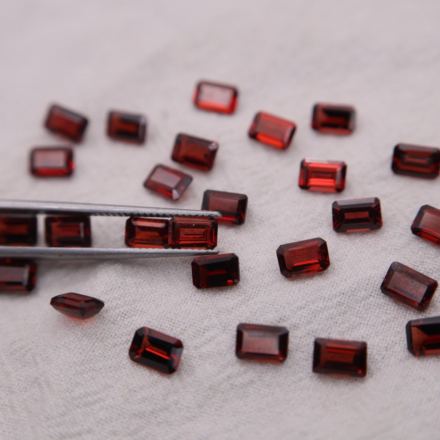 One 6x4mm Red Garnet Emerald Cut, Faceted Loose Gemstone