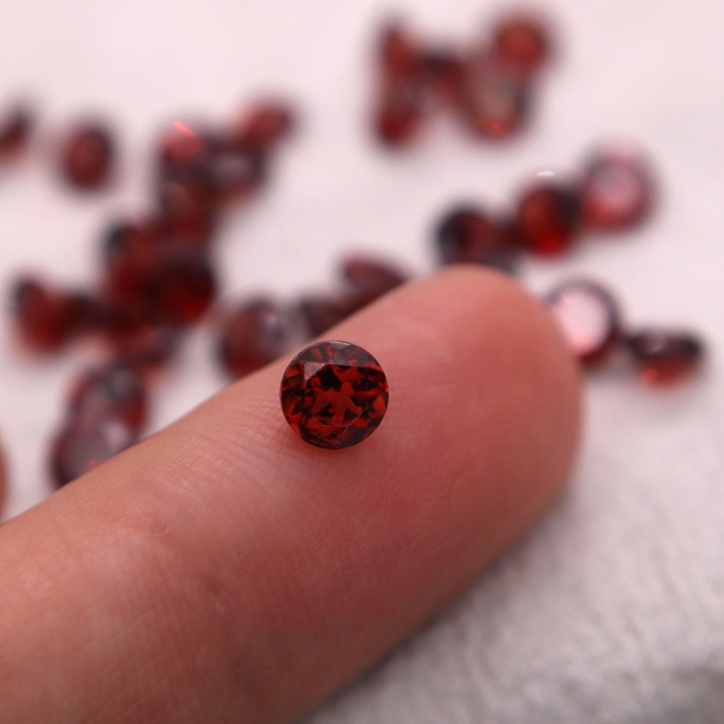 One 5mm Red Garnet Round Cut, Faceted Loose Gemstone