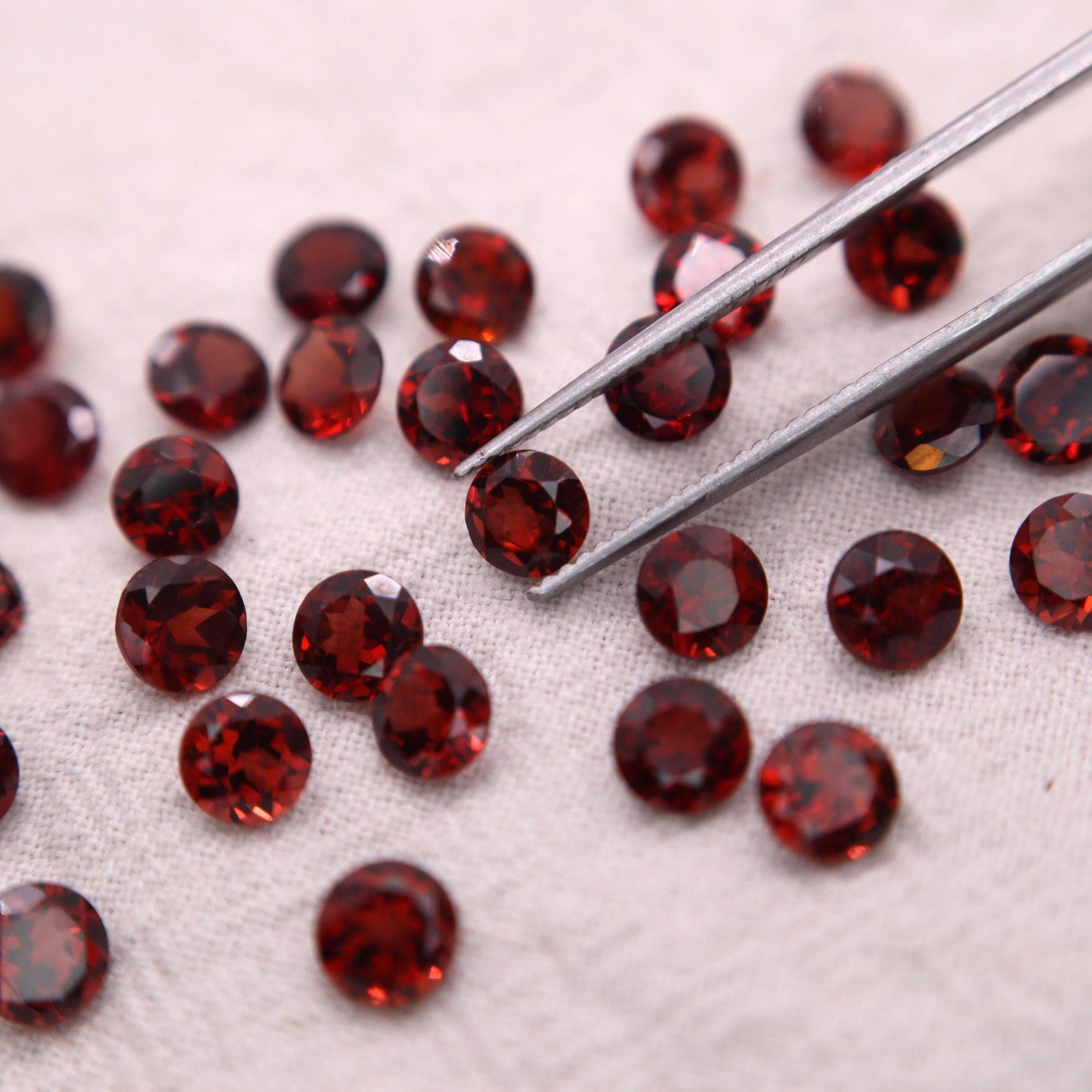 One 5mm Red Garnet Round Cut, Faceted Loose Gemstone