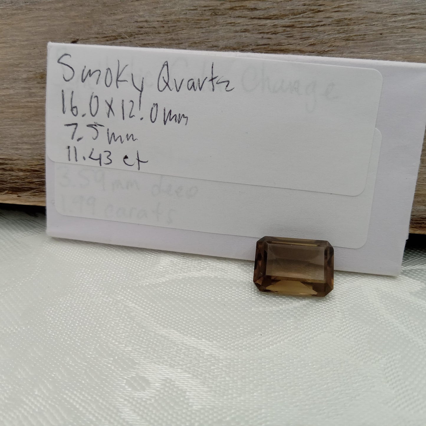 11.43 Carat Smoky Quartz 16x12mm Emerald cut, Faceted Loose Light Brown Gemstone