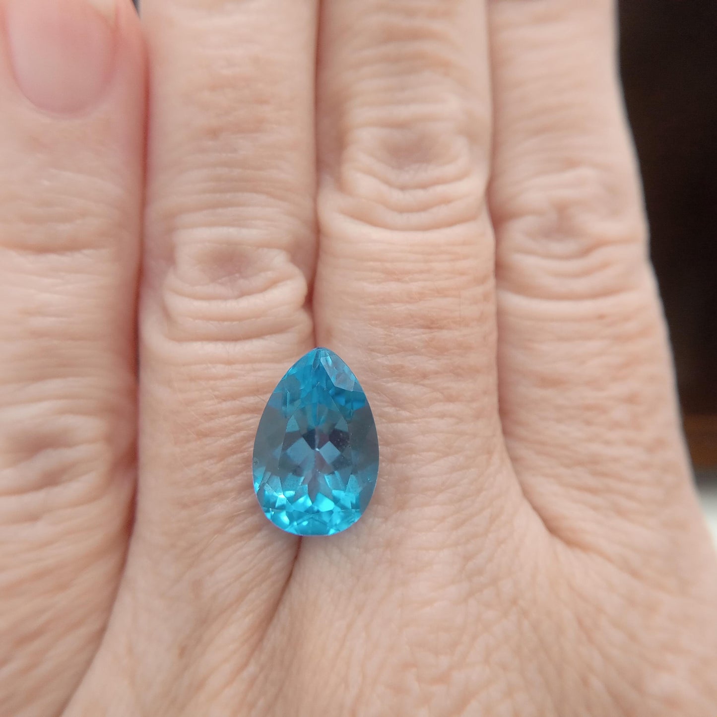 15x10mm 14.9x9.8mm Blue Topaz Pear Cut, 7.92 carat Loose Faceted Gem, Natural Topaz, US Seller