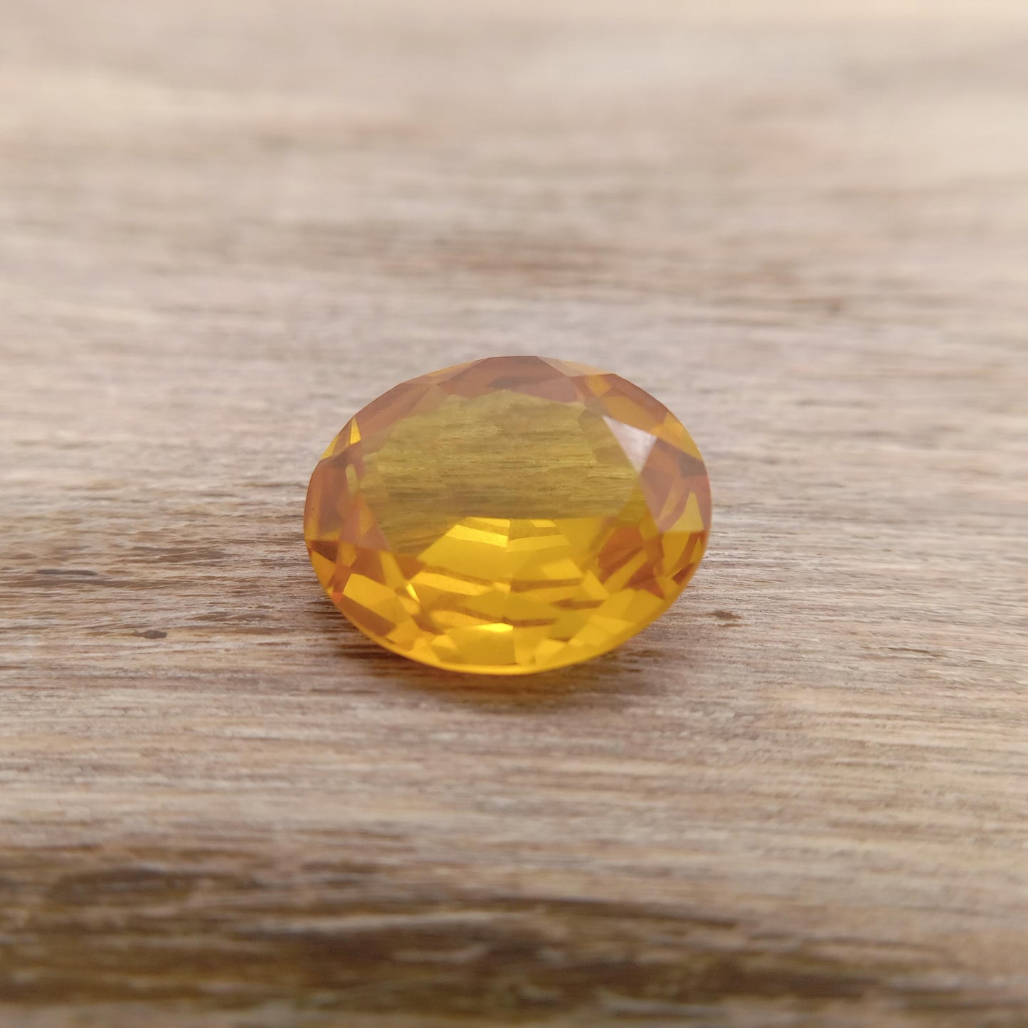 12x10mm Orangey Yellow Lab Sapphire 5.38 Carat Oval Cut, Faceted Loose Synthetic Corundum