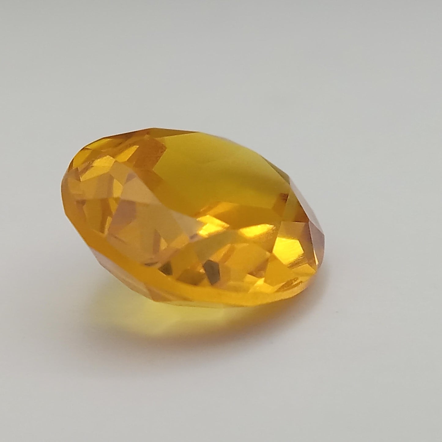 12x10mm Orangey Yellow Lab Sapphire 5.38 Carat Oval Cut, Faceted Loose Synthetic Corundum