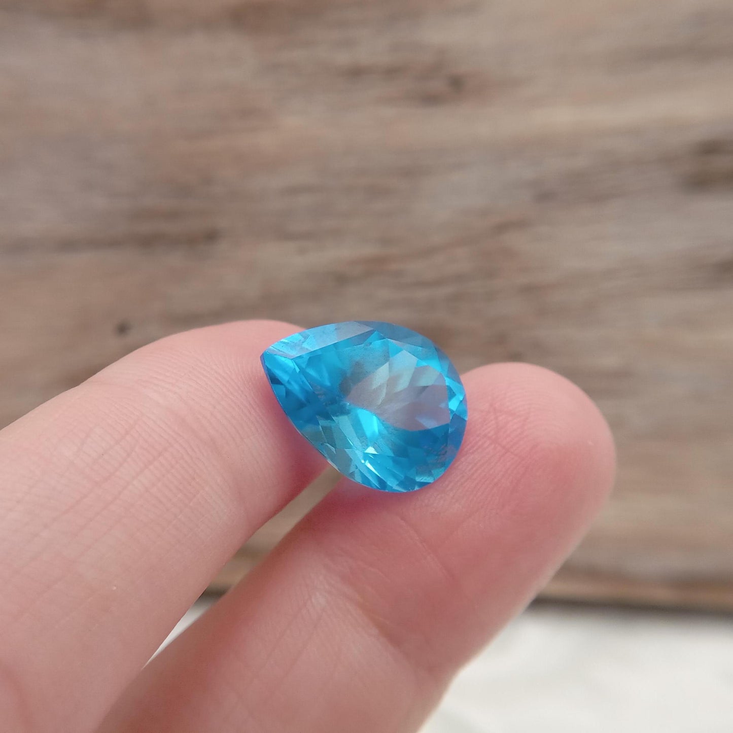 16x12mm 15.9x11.8mm Blue Topaz Pear Cut, 10.37 carat Loose Faceted Gem, Natural Topaz, US Seller 16x12