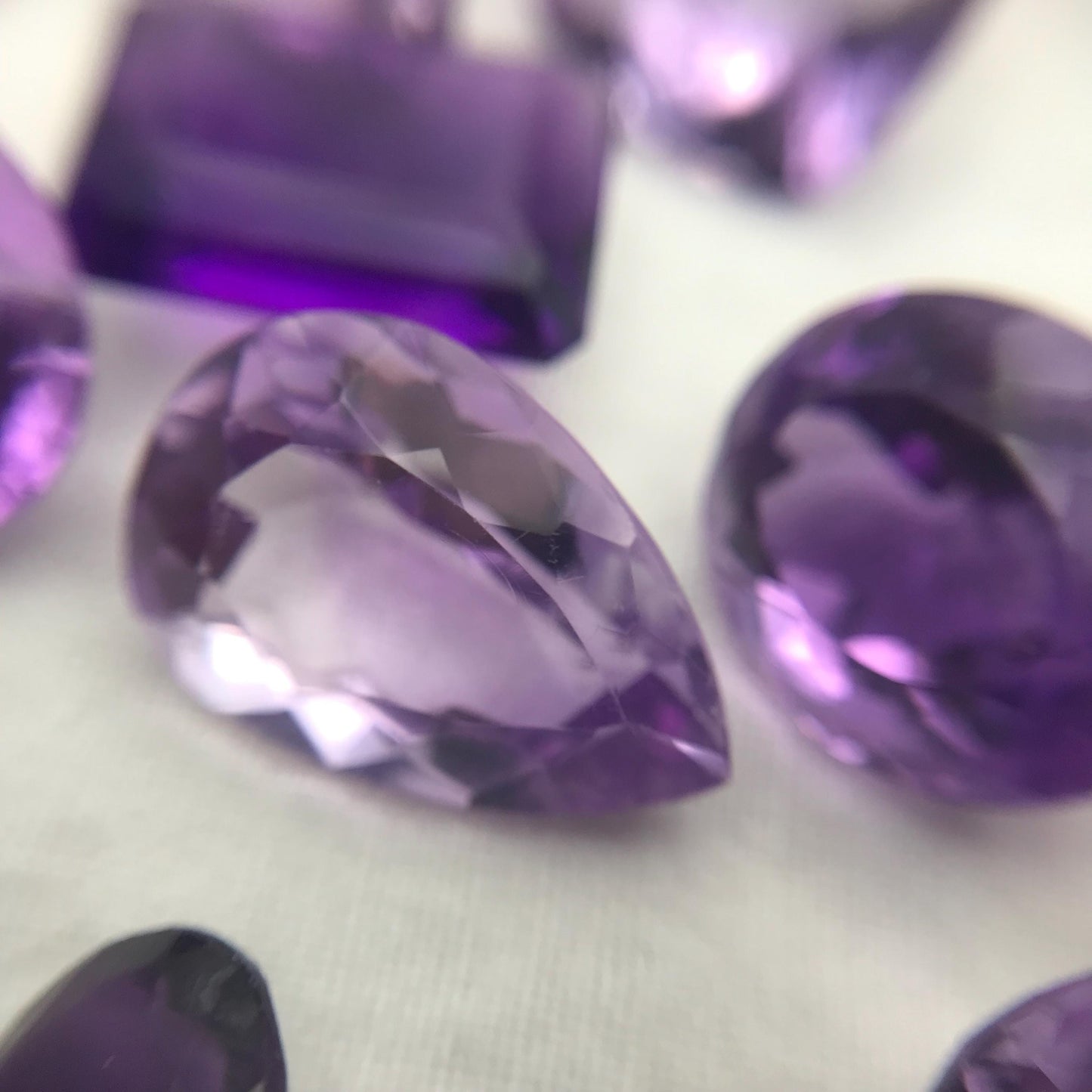 143 carat Lot of Amethyst, Discount Worn Amethyst, 24 pieces, Faceted, Recycled, Chipped, Preformed Facet Rough