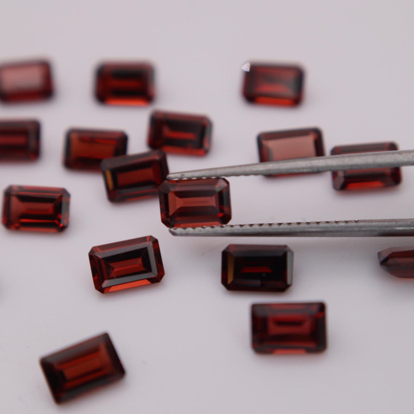 One 6x4mm Red Garnet Emerald Cut, Faceted Loose Gemstone
