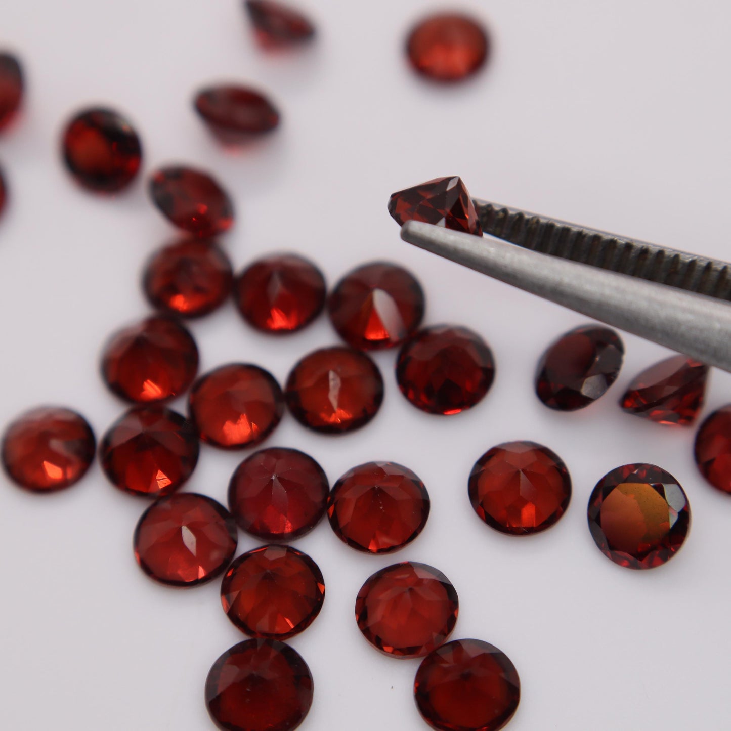 One 5mm Red Garnet Round Cut, Faceted Loose Gemstone