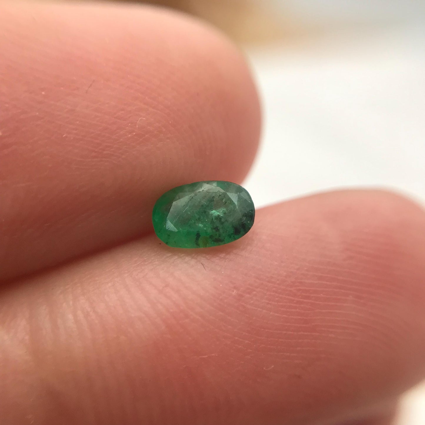 0.43 Natural Emerald 6x4mm Oval Cut Faceted Gem, Loose Recycled Gemstone