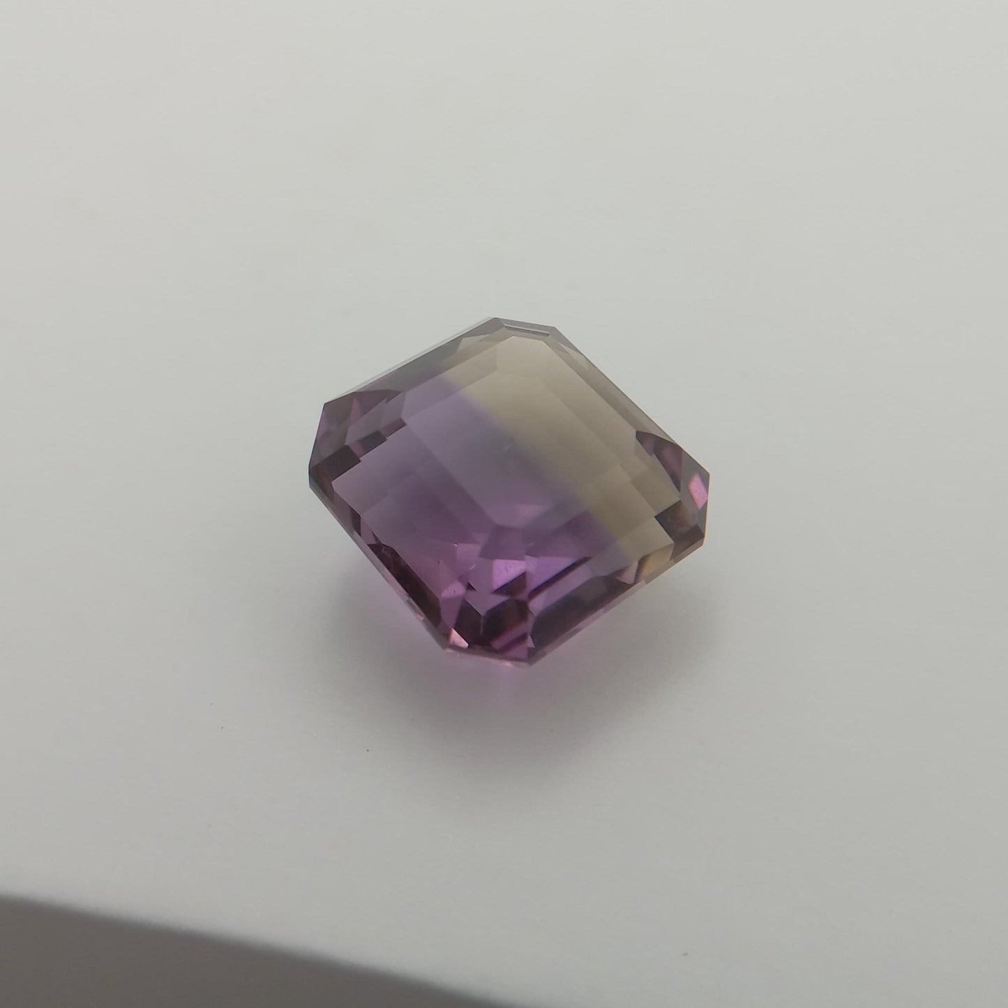 14mm square 14.19 Carat Ametrine 13.8x13.7mm Radiant Cut, Faceted Loose Bi-Color Gemstone Yellow/Purple