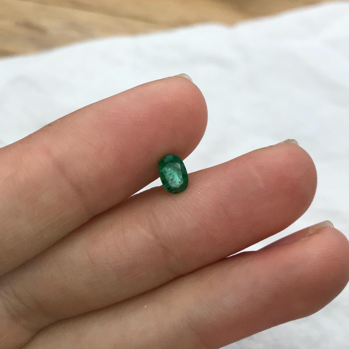 0.43 Natural Emerald 6x4mm Oval Cut Faceted Gem, Loose Recycled Gemstone