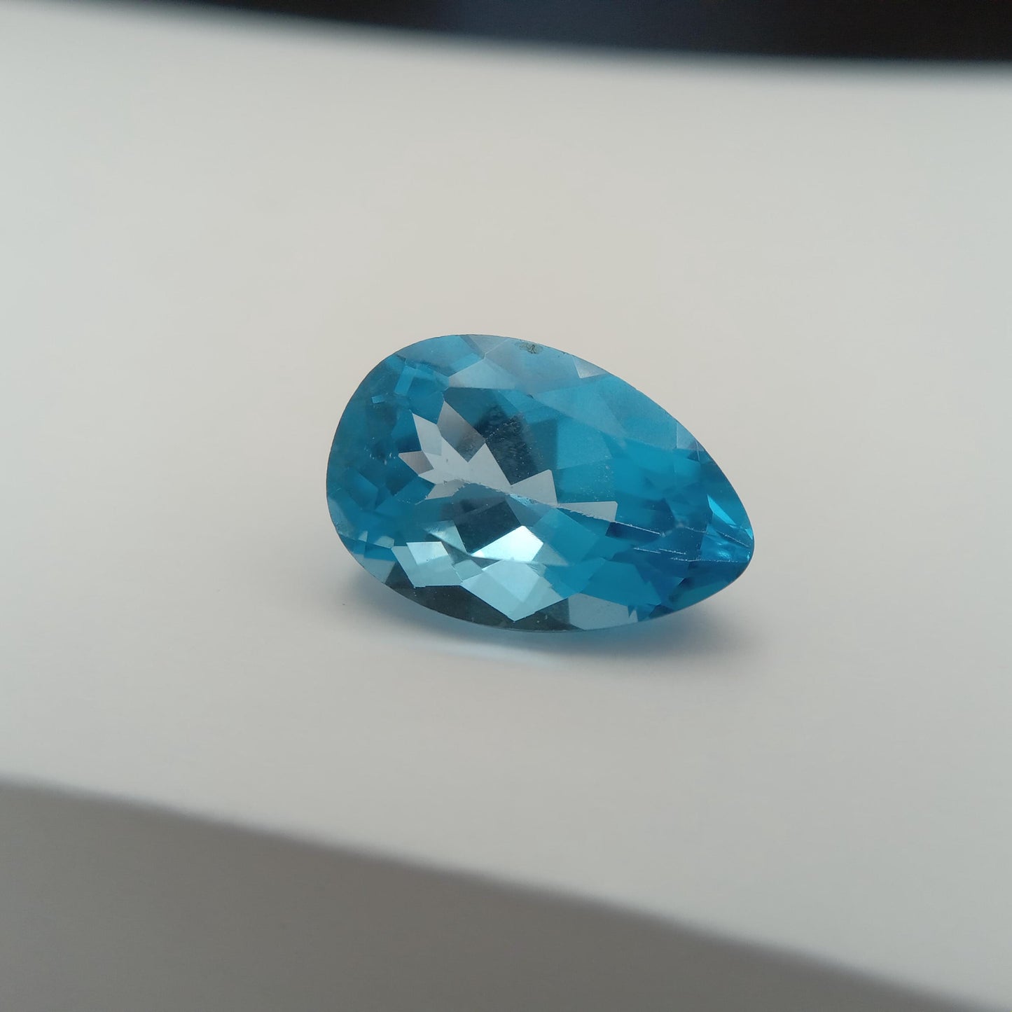 15x10mm 14.9x9.8mm Blue Topaz Pear Cut, 7.92 carat Loose Faceted Gem, Natural Topaz, US Seller