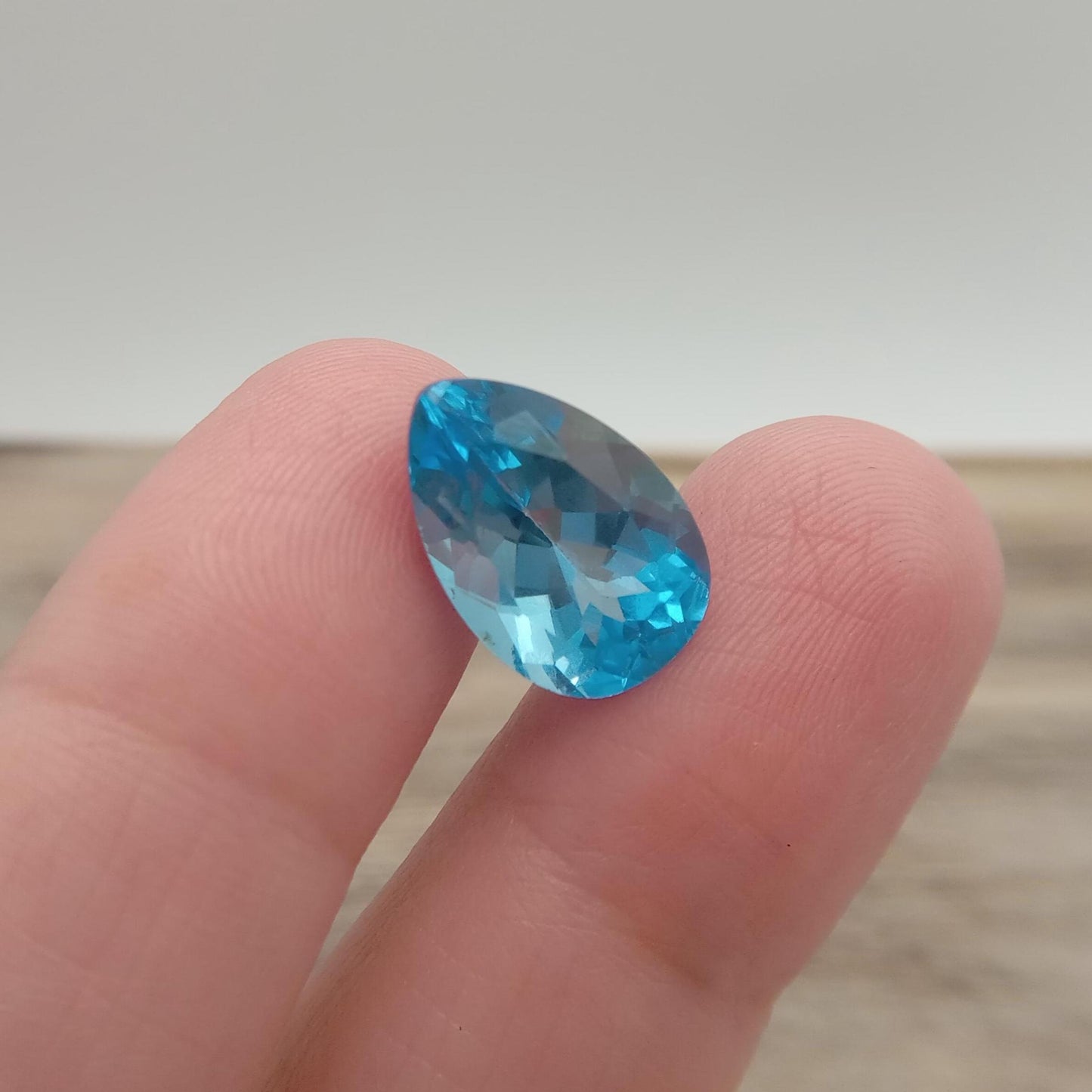 15x10mm 14.9x9.8mm Blue Topaz Pear Cut, 7.92 carat Loose Faceted Gem, Natural Topaz, US Seller