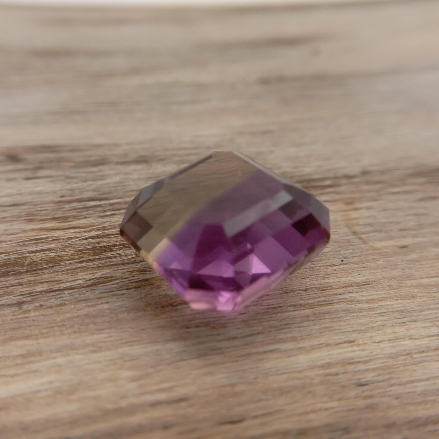 14mm square 14.19 Carat Ametrine 13.8x13.7mm Radiant Cut, Faceted Loose Bi-Color Gemstone Yellow/Purple