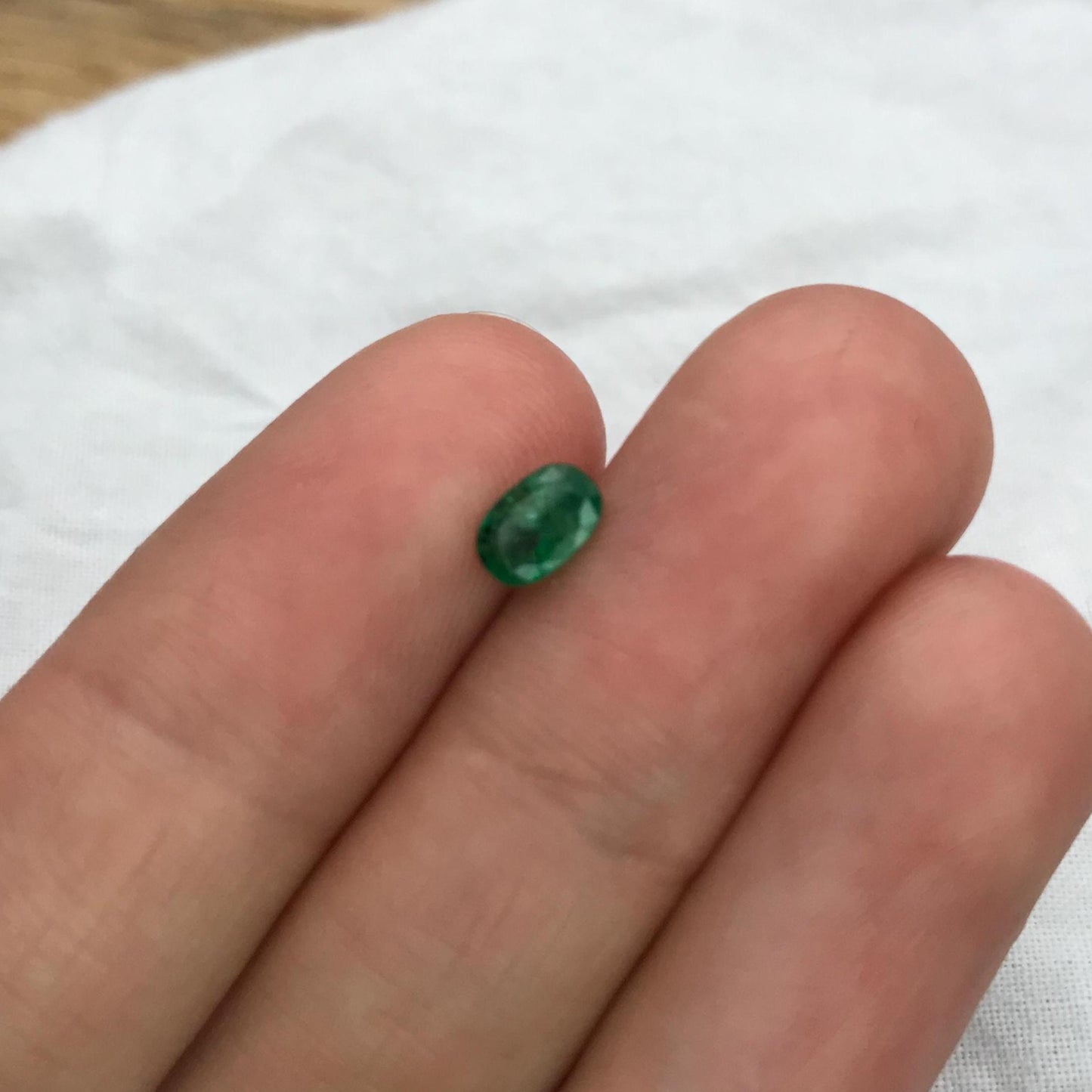 0.43 Natural Emerald 6x4mm Oval Cut Faceted Gem, Loose Recycled Gemstone