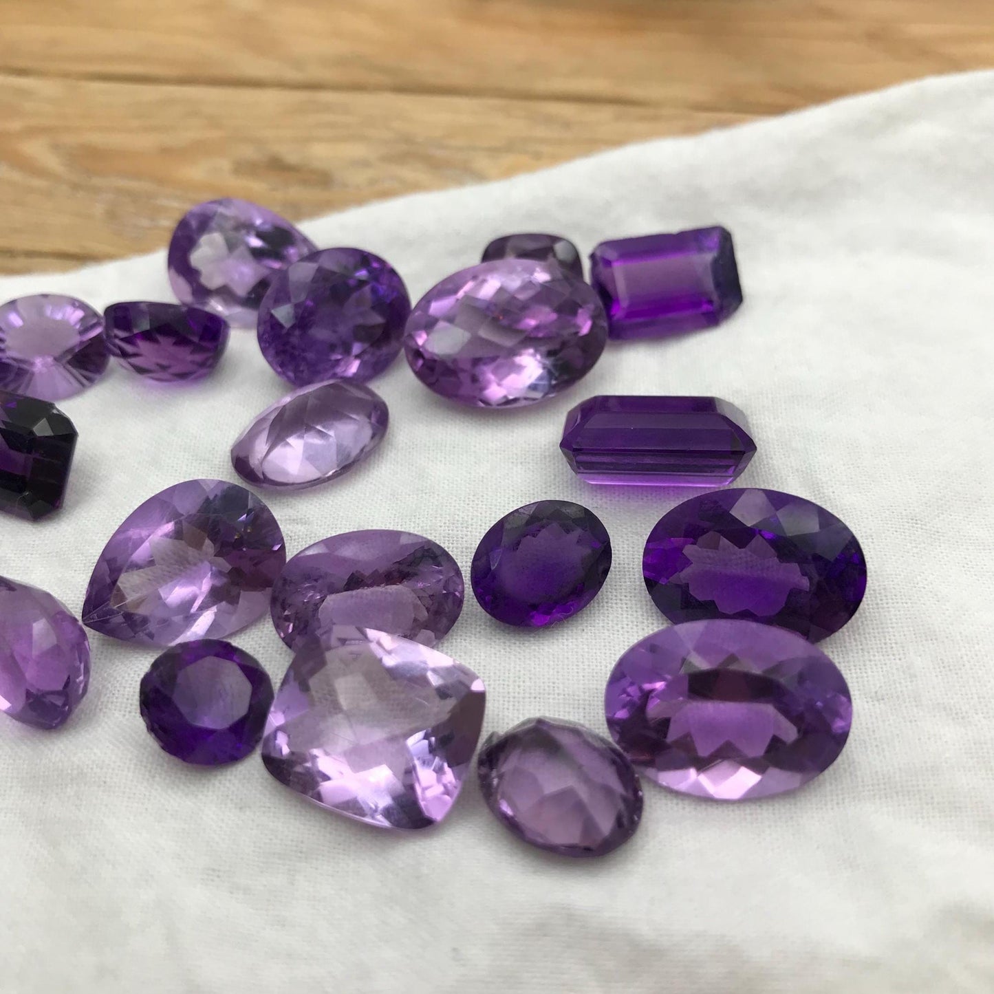 143 carat Lot of Amethyst, Discount Worn Amethyst, 24 pieces, Faceted, Recycled, Chipped, Preformed Facet Rough