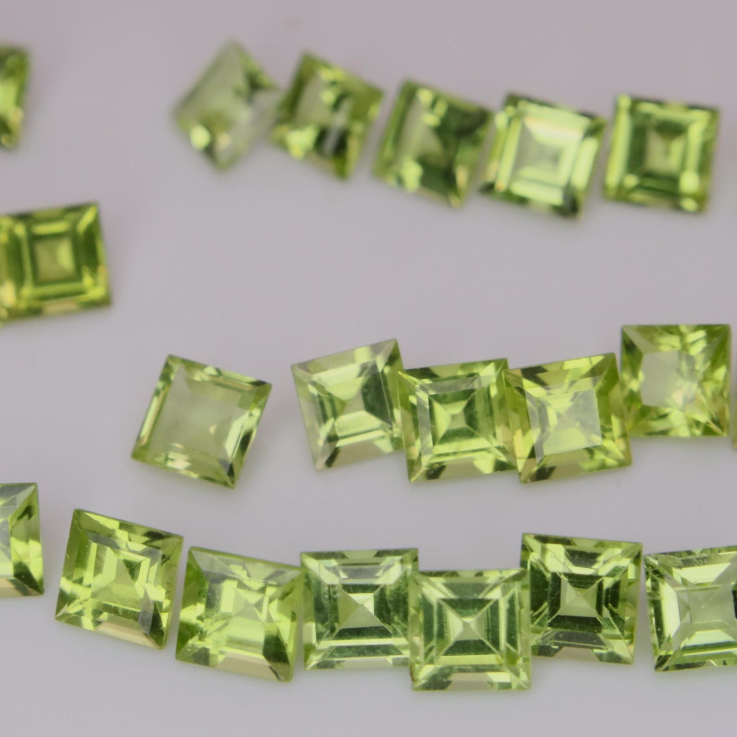 One 4mm Peridot Square Cut, Faceted Loose Green Peridot
