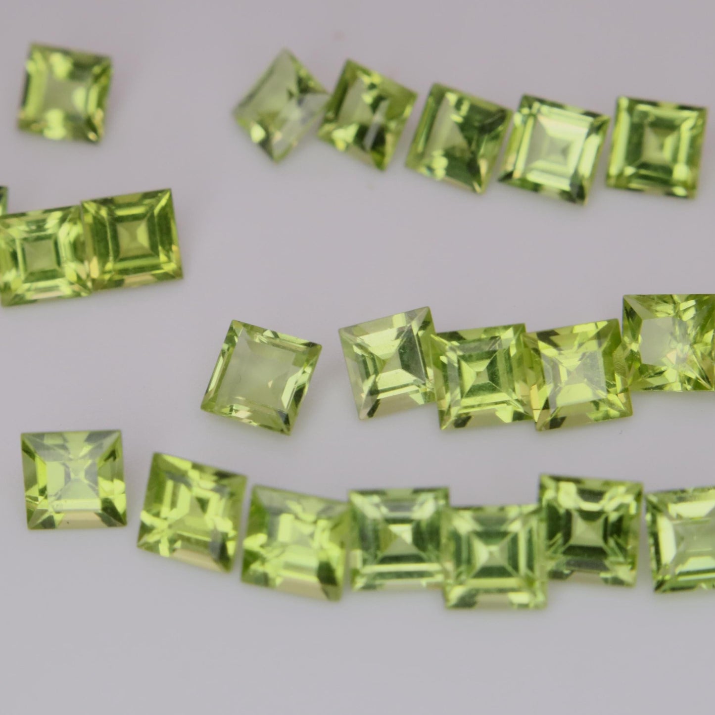One 4mm Peridot Square Cut, Faceted Loose Green Peridot