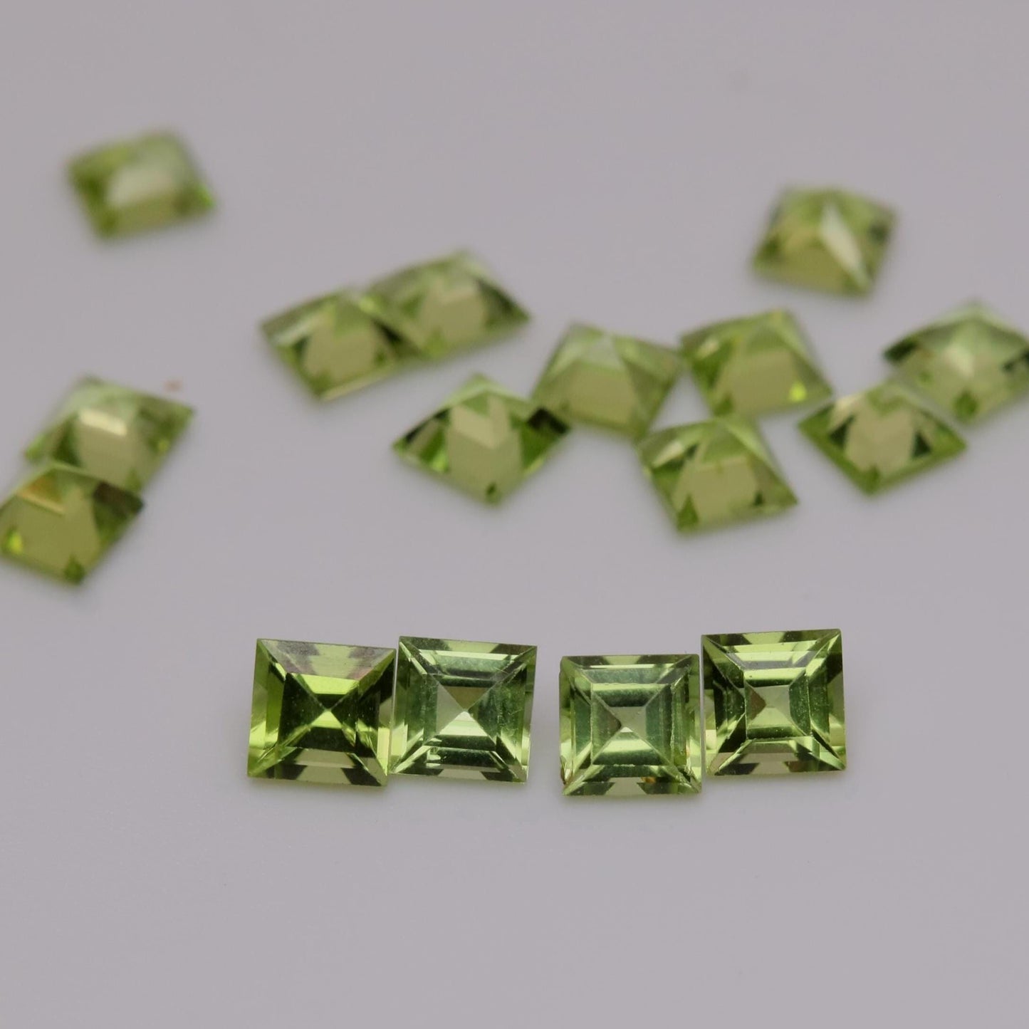 One 4mm Peridot Square Cut, Faceted Loose Green Peridot
