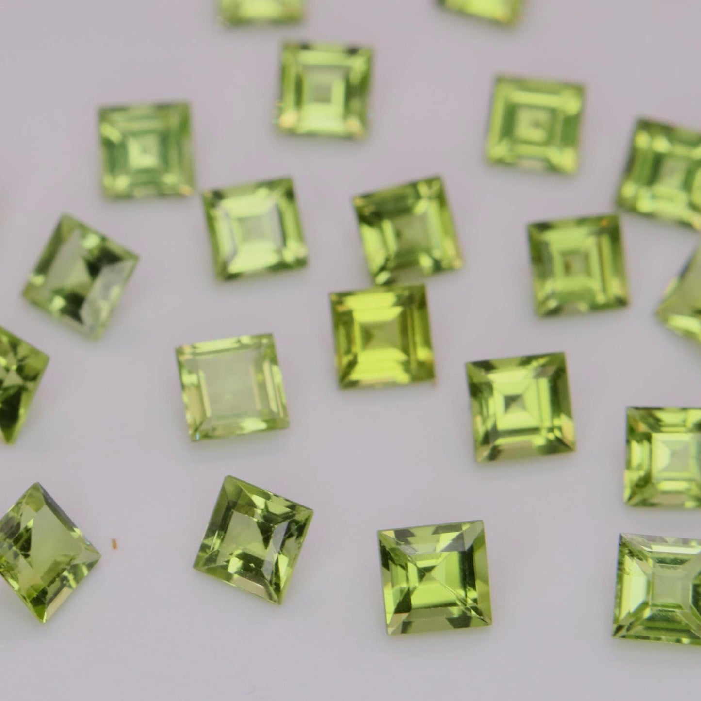 One 4mm Peridot Square Cut, Faceted Loose Green Peridot