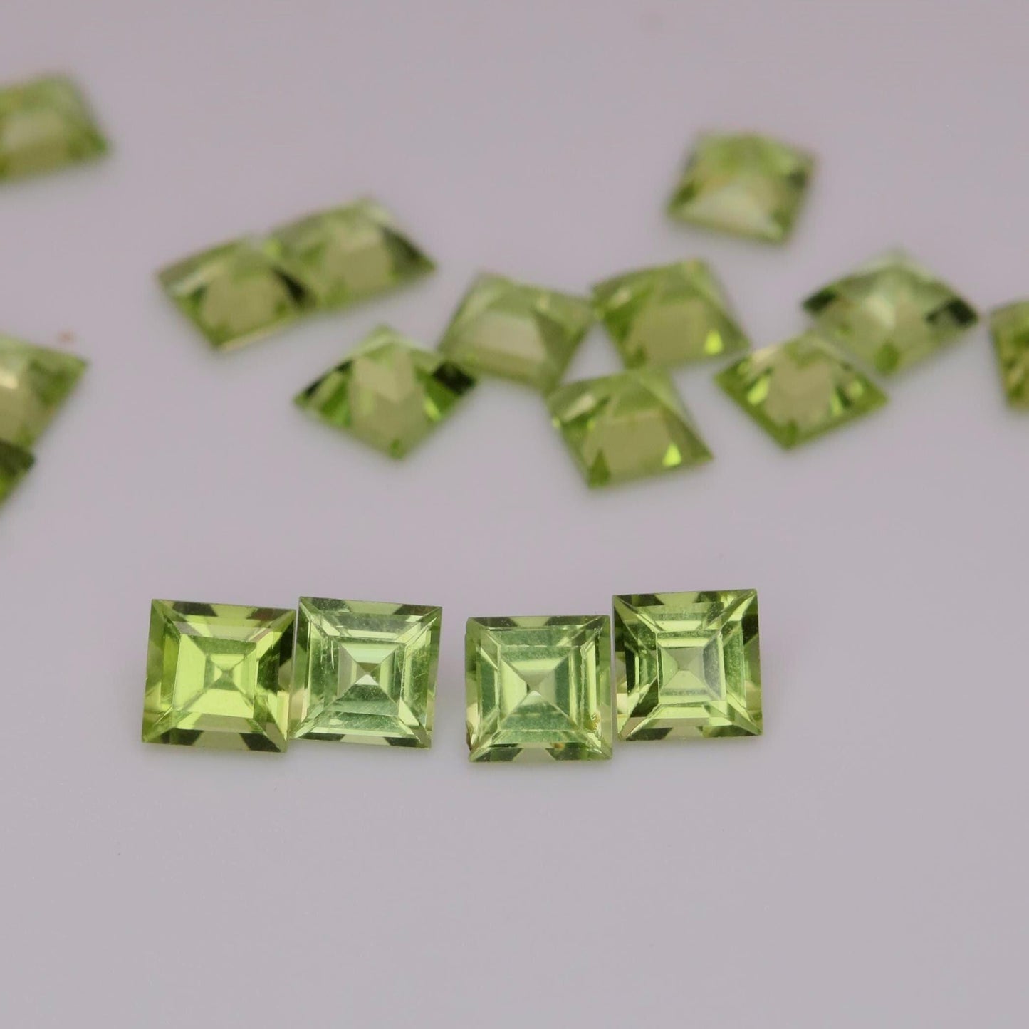 One 4mm Peridot Square Cut, Faceted Loose Green Peridot