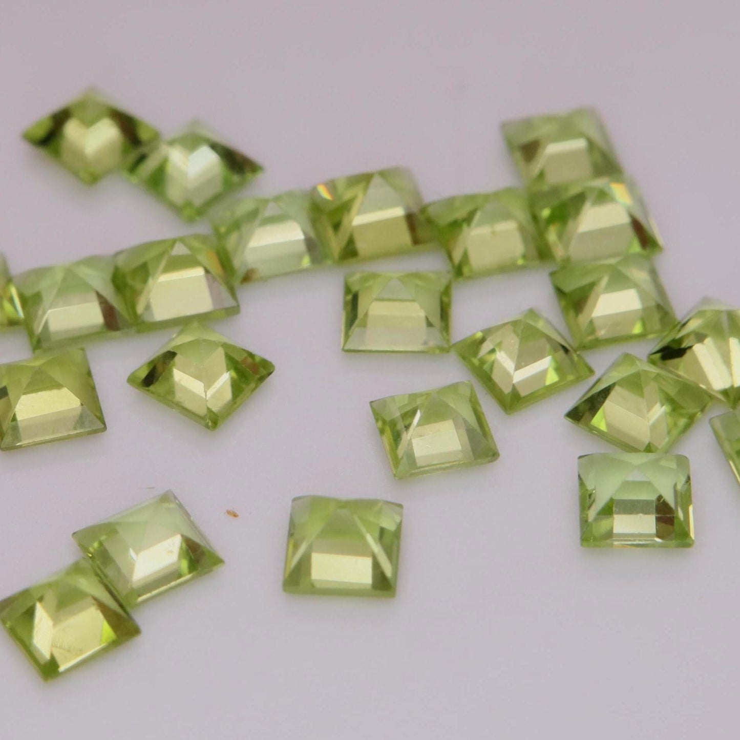 One 4mm Peridot Square Cut, Faceted Loose Green Peridot