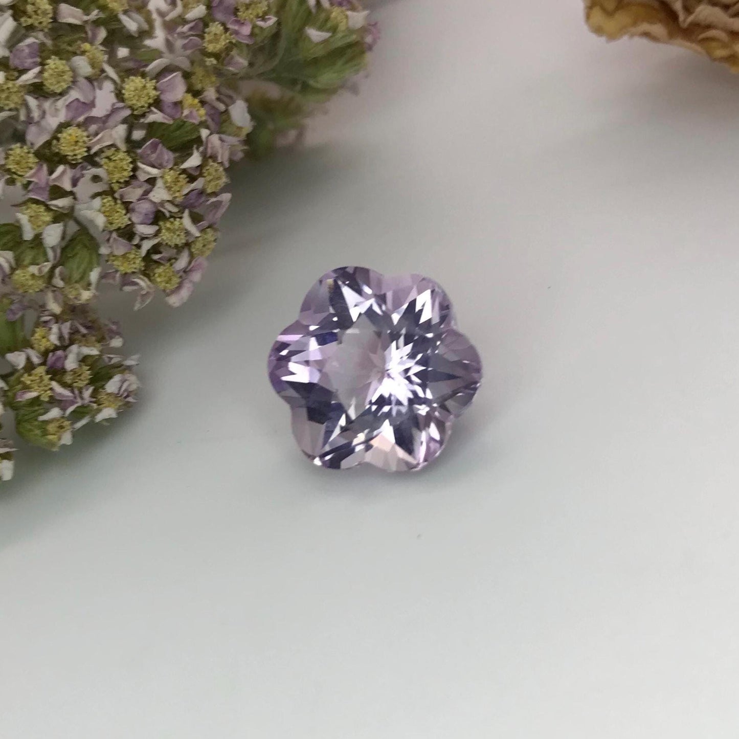 13 mm Flower Cut Lavender Amethyst 8 Carat Fancy Cut, Loose Faceted Gem, Unmounted Gemstone