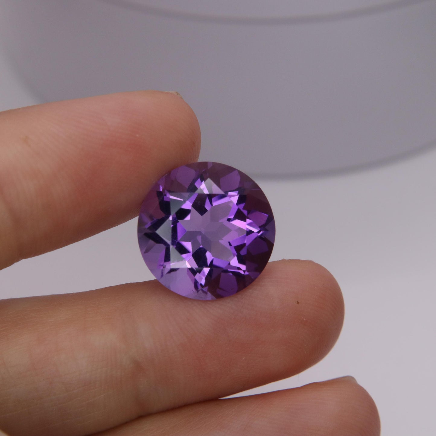 15mm Purple Amethyst 11.17 Carat Round Cut, Faceted Loose Gemstone